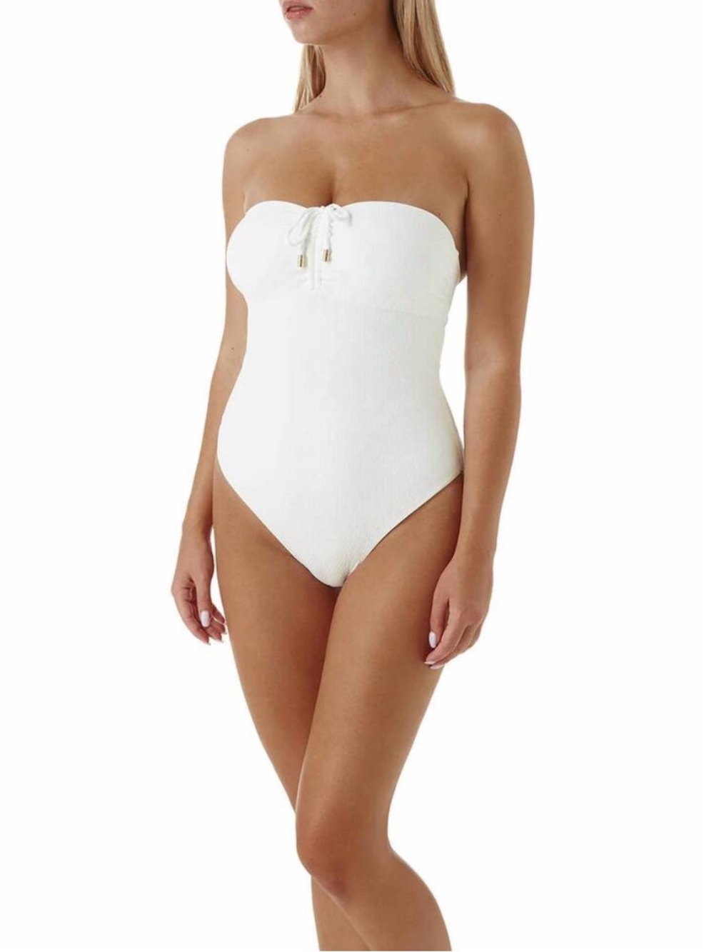 MELISSA ODABASH st kitts textured one piece in white